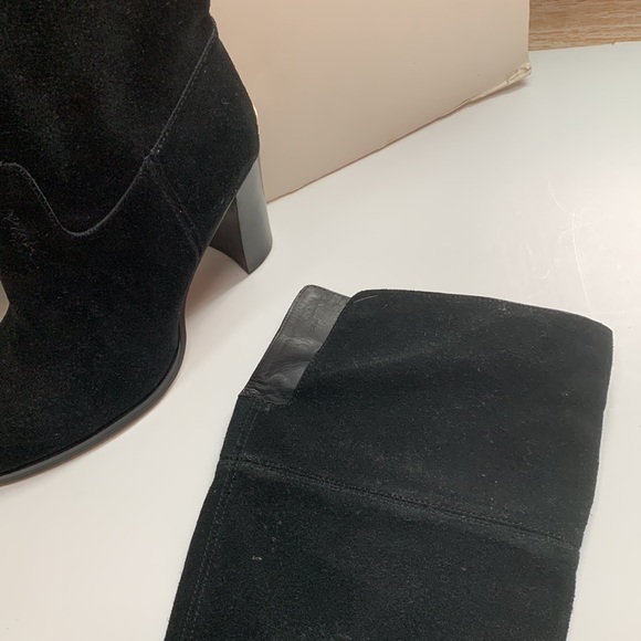 Michael Kors 🖤 Two Way Over Knee Boot Slouchy Wide Split Open Top Black Suede - Picture 14 of 16